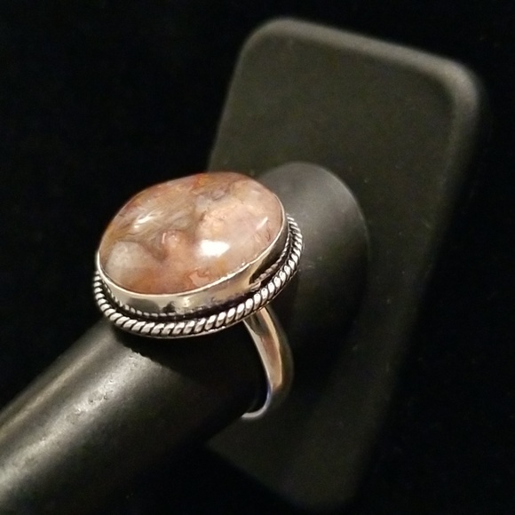 Round Brown Jasper Ring Twisted Rope Border - Picture 2 of 6